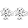 Double Hoop Family Tree Crown Earrings | 925 Sterling Silver Studs