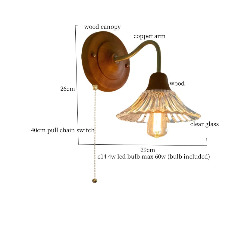 DecorBites™ French Vintage Copper Glass LED Wall Sconce for Bedroom Living Room Mirror