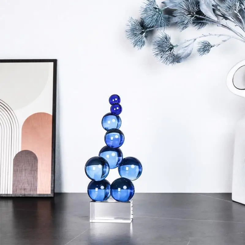 DecorBites™ Geometric Crystal Sculpture Silver Ball Home Decor Figurine