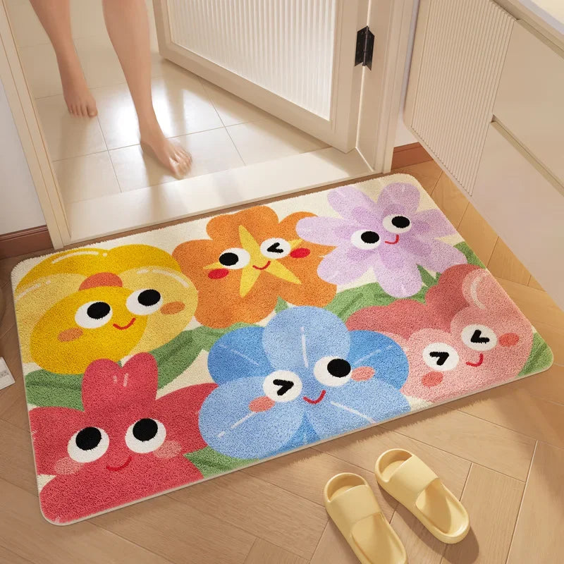 "DecorBites™ Cartoon Print Bathroom Carpet: Soft, Absorbent & Anti-Slip Entrance Mat"