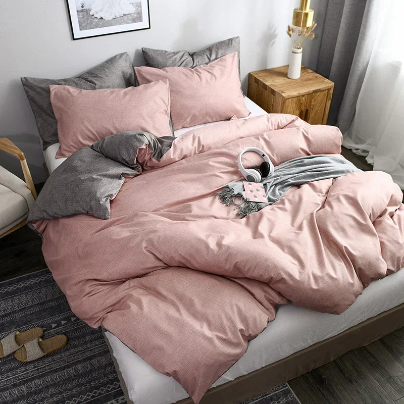 DecorBites™ King Size Duvet Cover Set - Soft Grain Polyester, Plain Design - Queen Bedding