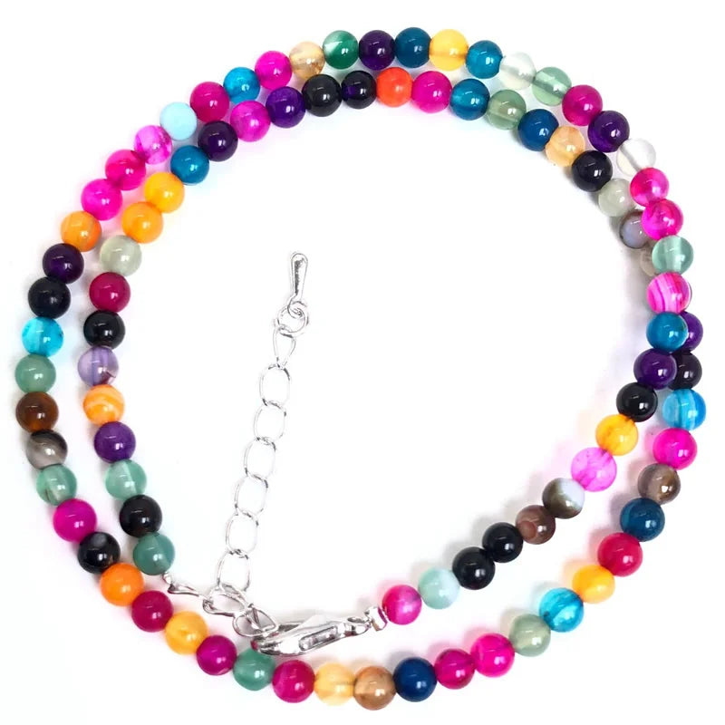 2025 Natural Stone Crystal Choker Necklace | 4mm Bohemian Adjustable Choker