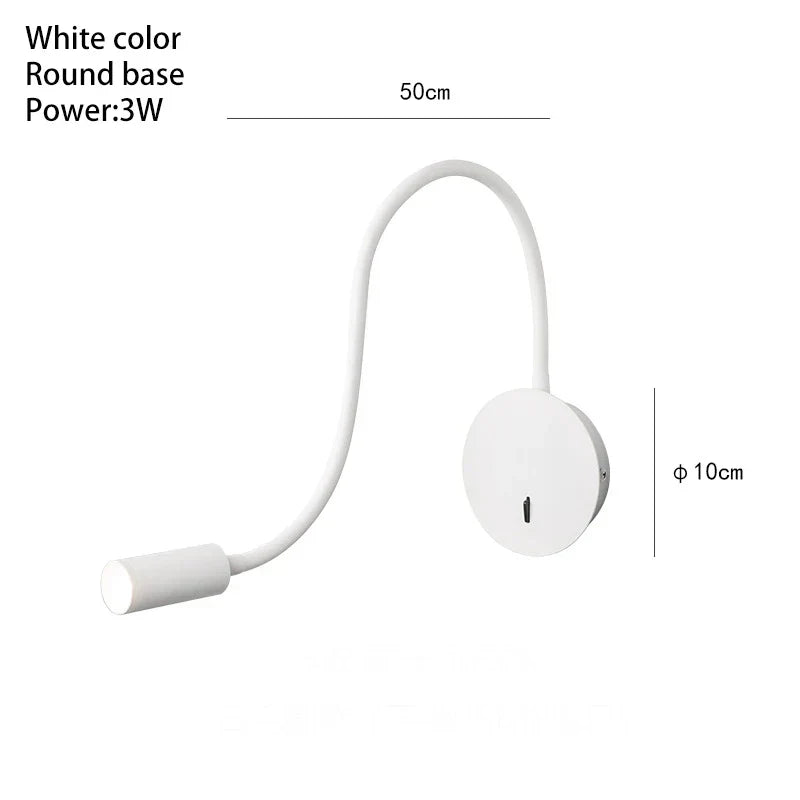DecorBites™ 3W LED Wall Spot Light with On/Off Switch, Flexible Desk Reading Lamp