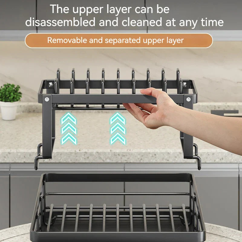 DecorBites™ Kitchen Dish Drying Rack with Drainboard Organizer for Dinnerware and Utensils