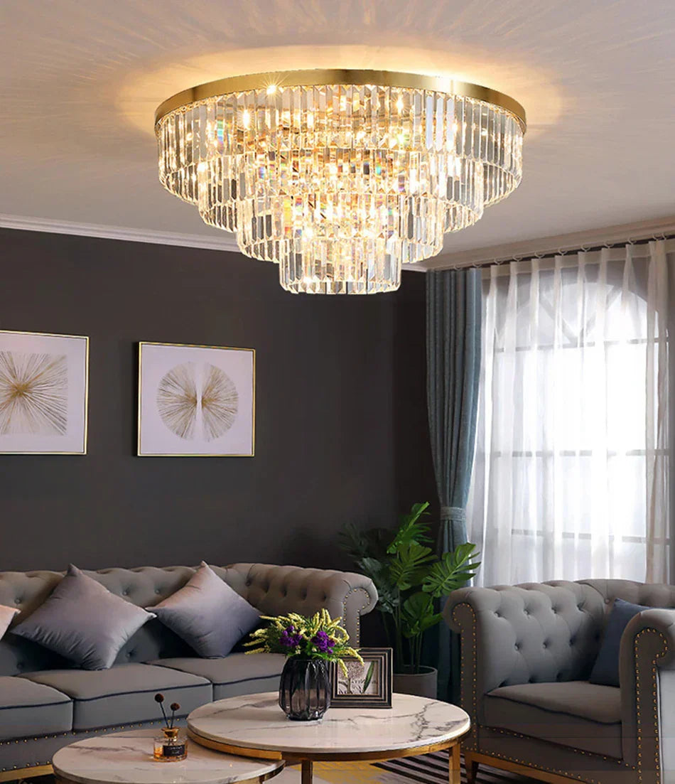 DecorBites™ Gold LED Crystal Ceiling Light: Luxury Home Decor Fixture