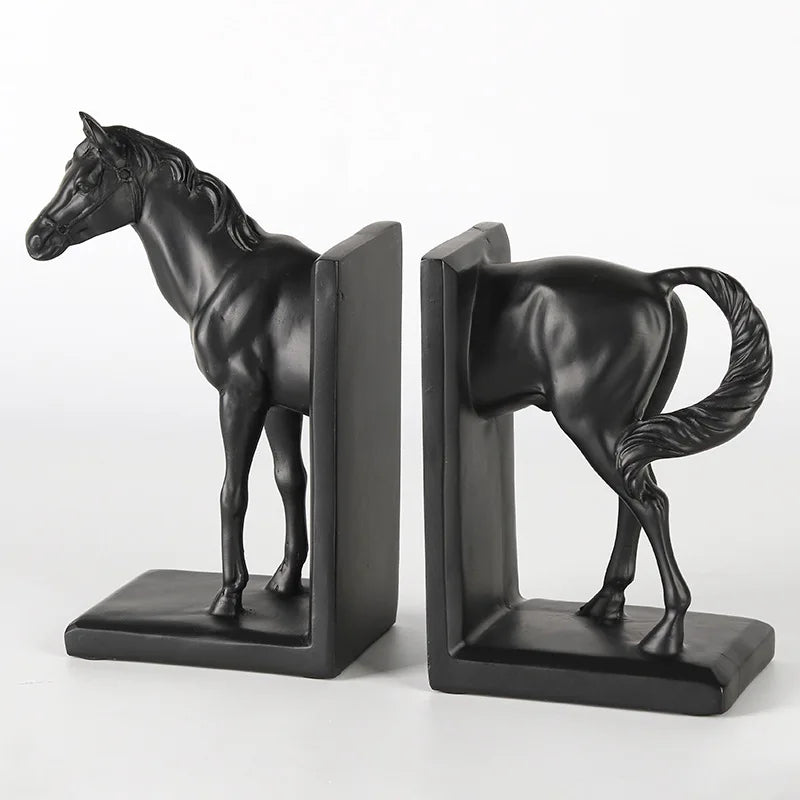 "DecorBites™ Dark Horse Stallion Resin Figurine for Home Decor Bookshelf Storage"