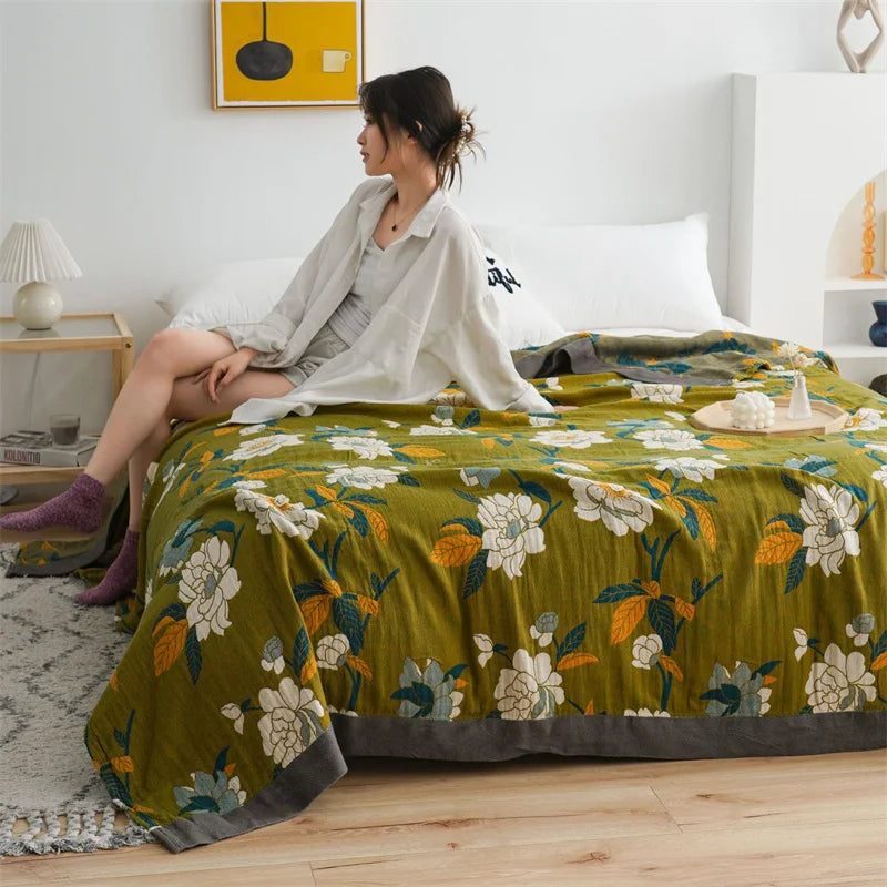 DecorBites™ Cotton Gauze Plaid Blanket - Super Soft Bed Throw Blanket