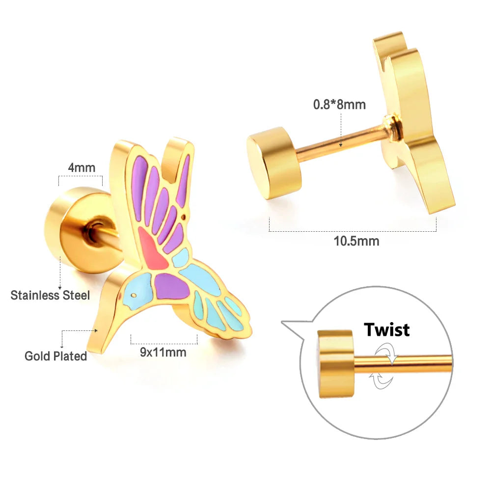 Cute Acrylic Animal Stud Earrings | Surgical Steel Hypoallergenic Earrings for Women and Girls