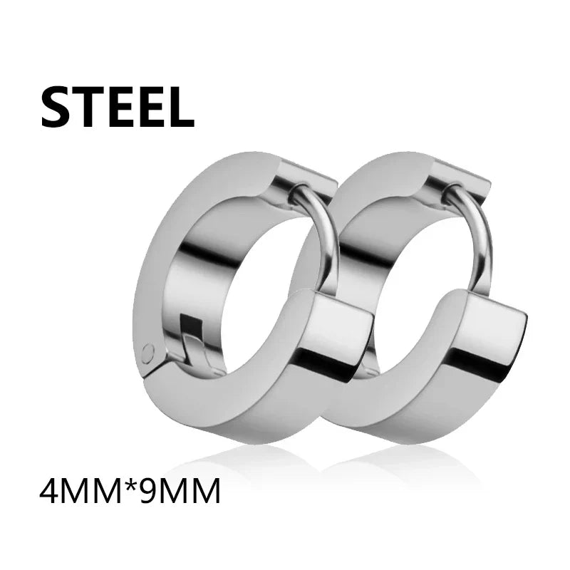 Geometric Stainless Steel Hoop Earrings | Square Triangle Punk Jewelry for Men Women