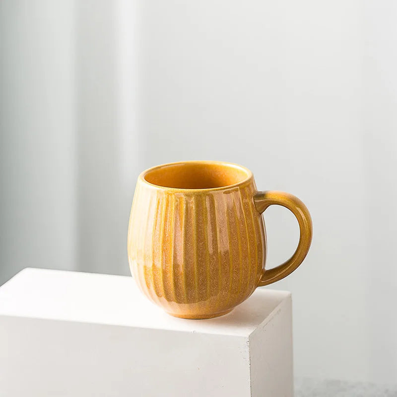 DecorBites™ Gradient Glaze Ceramic Coffee Mug, 480ml Retro Japanese Style Cup