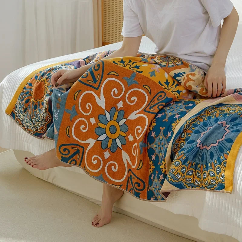 DecorBites™ Cotton Gauze Bath Towel - Soft & Absorbent Ethnic Style Wrap