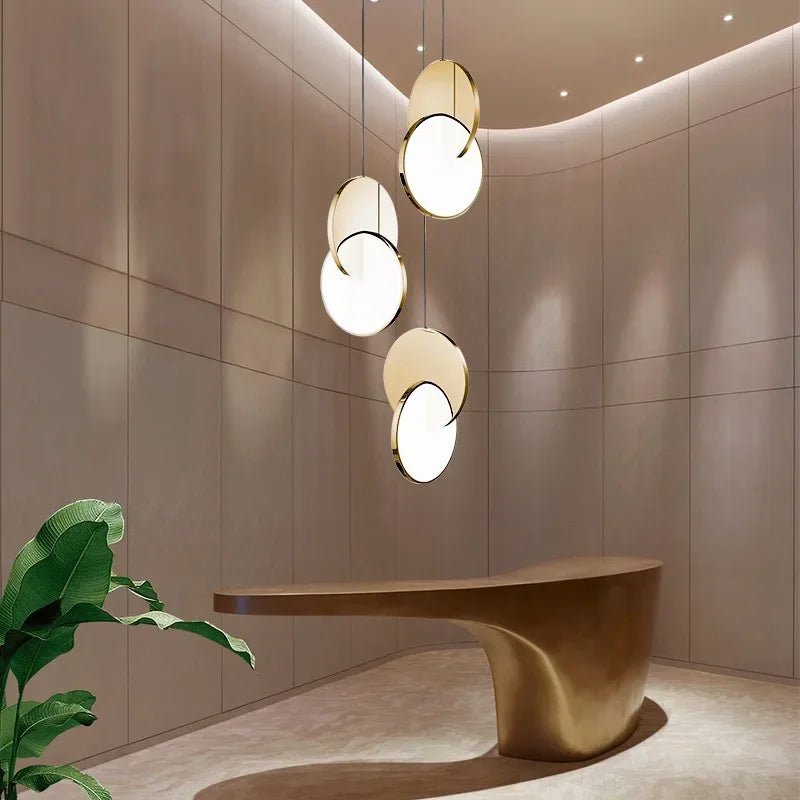 DecorBites™ Geometric Circle Gold Iron Pendant Light Chandelier