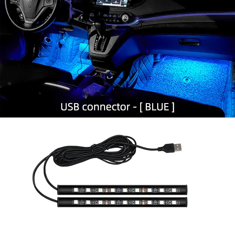 LED Car Ambient Foot Light | USB 5V Auto Interior Atmosphere Neon Lamp