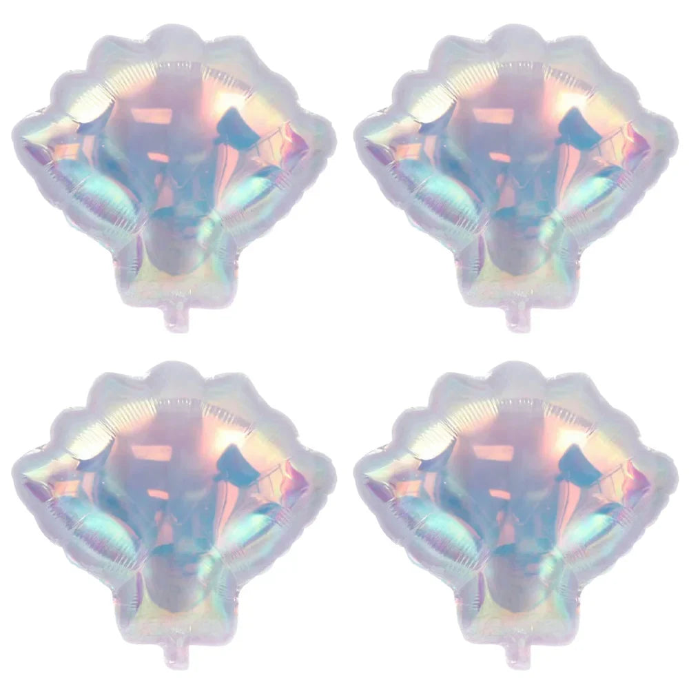 4-Pack Colorful Shell-Shaped Aluminum Foil Balloons | Ocean-Themed Party Decor