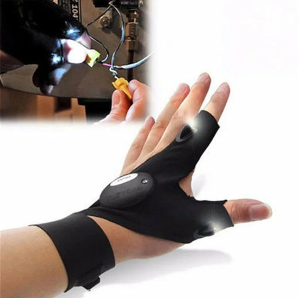 LED Flashlight Gloves | Waterproof Fingerless Illumination Gloves for Running, Cycling, Camping, Hiking, and Rescue