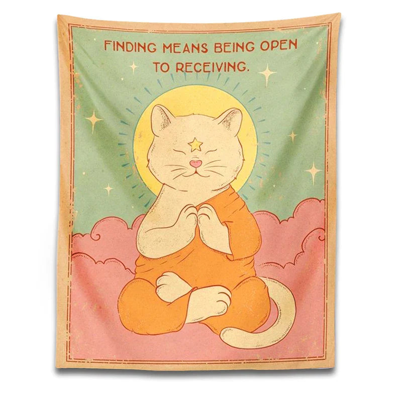 DecorBites™ Cat Tapestry Sun Moon Psychedelic Boho Decor for Bedroom & Dorm Room