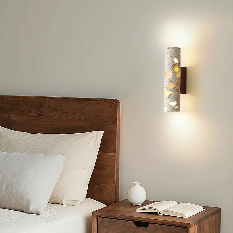 DecorBites™ LED Wall Sconce Modern Nordic Wood Canopy Terrazzo Bathroom Mirror Light