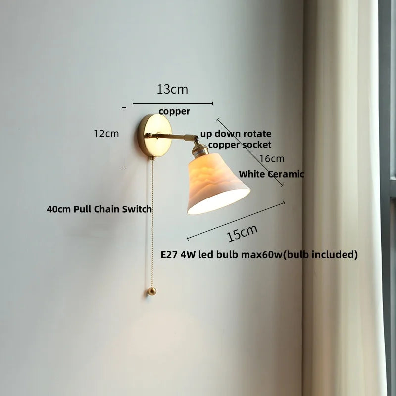 DecorBites™ Ceramic Canopy LED Wall Sconce Modern Bedroom Light Fixture