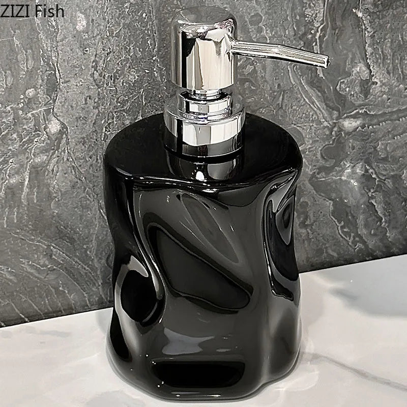 DecorBites™ Wrinkle Ceramic Soap Dispenser Pump Bathroom Lotion Bottle Accessories