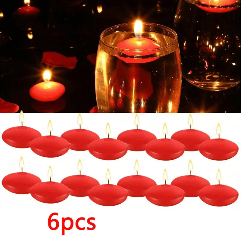 6/10/16Pcs Unscented Floating Candles – Romantic Soy Wax Discs for Valentine's Day, Weddings, Parties, and Home Décor
