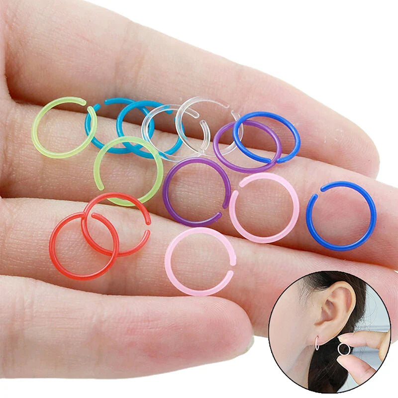 Vintage Round Resin Hoop Earrings Set | 30Pcs Colorful Hypoallergenic Plastic Studs