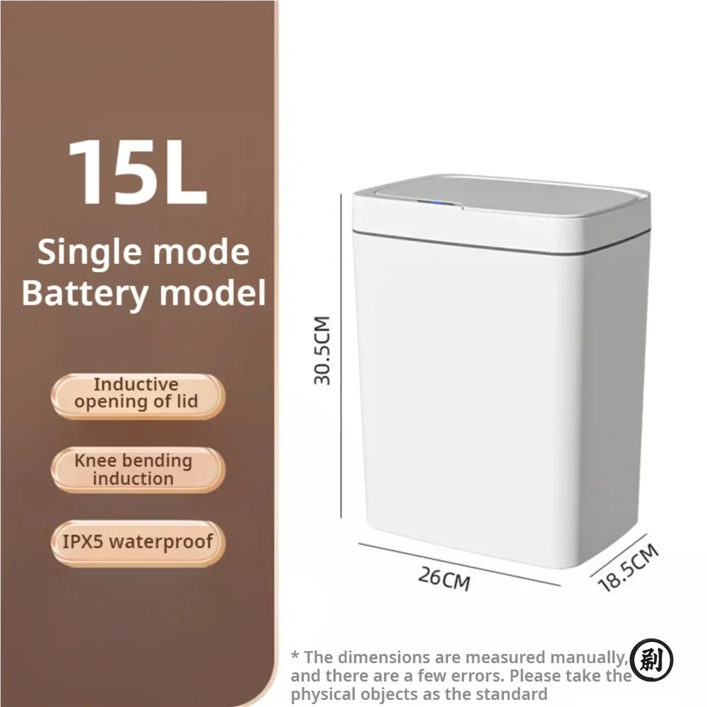 Smart Bathroom Trash Can Automatic Bagging Electronic Trash Can White Touchless Narrow Smart Sensor Garbage Bin Smart Home 15L