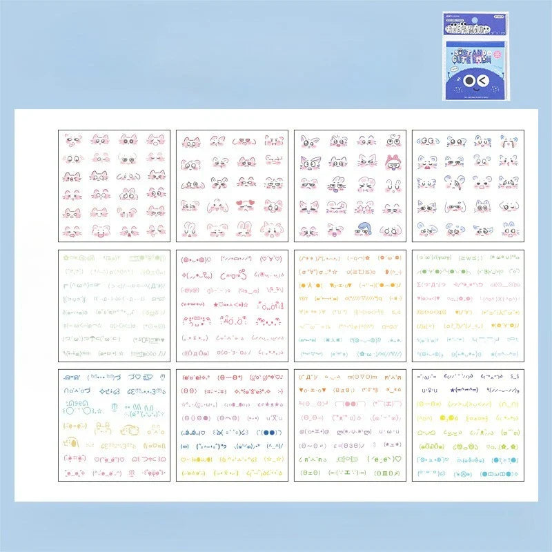 Cute Kitten Sticker Set | Kawaii Japanese Expression Scrapbook Decals