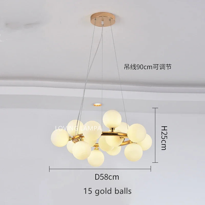 DecorBites™ Glass Ball LED Chandelier Pendant Lamp, Modern Round Design for Home Decor Lighting