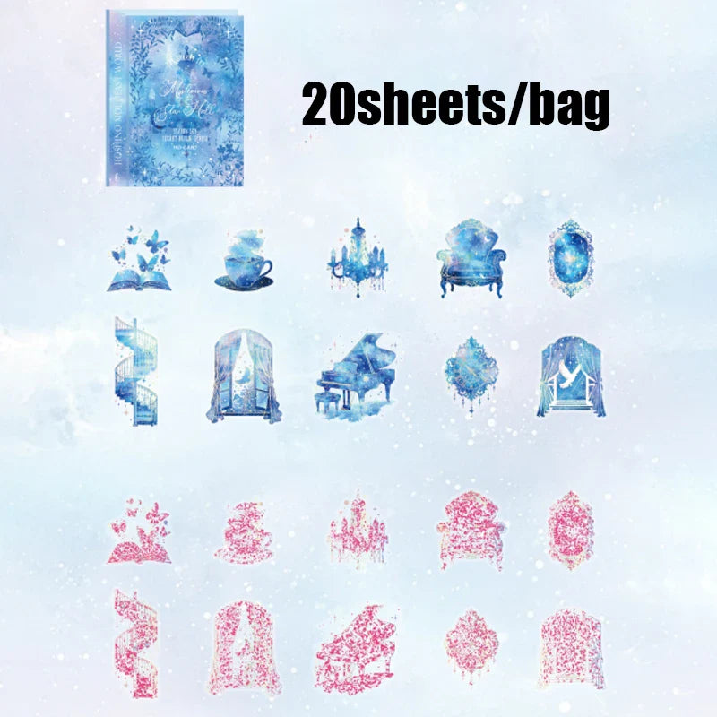 Mr. Paper 20pcs Floral Encounter PET Stickers | Botanical Theme Journal Decor