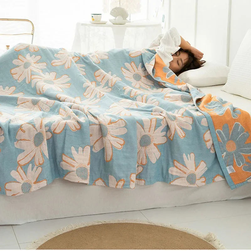 DecorBites™ Double Cotton Blanket: Soft & Breathable Bed Cover