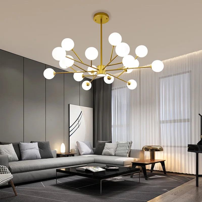 DecorBites™ Black Chandelier: Luxury Glass Pendant Light for Home, Bedroom, or Living Room