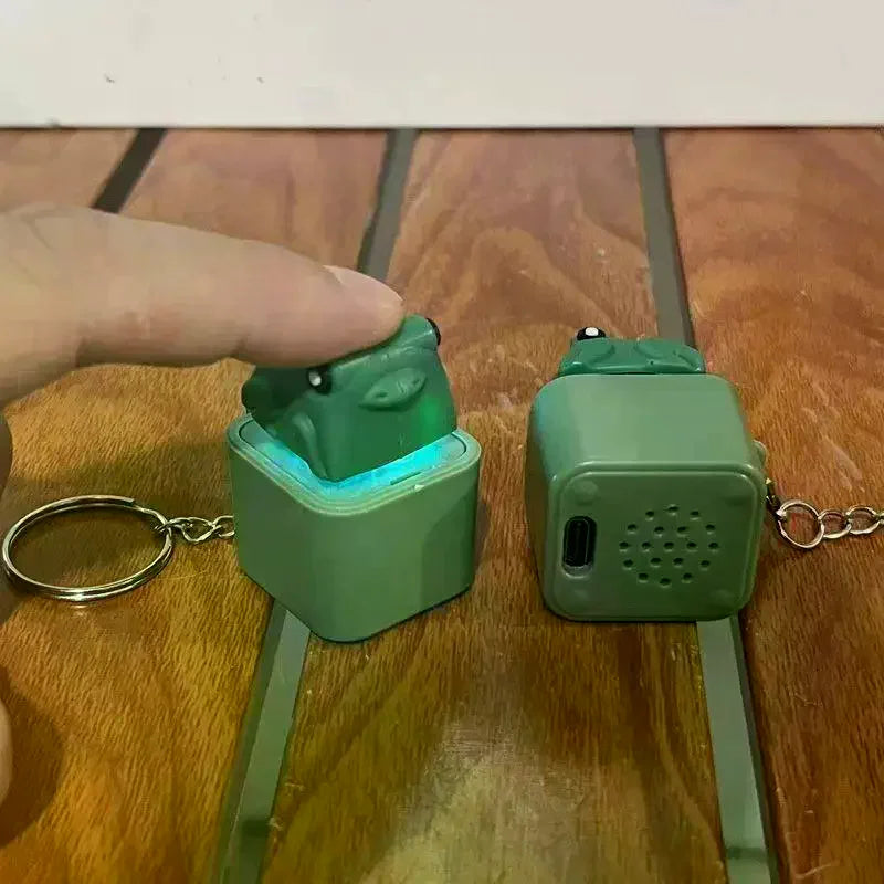 Funny Croaking Frog Duck Keychain | Rechargeable Fidget Clicker with LED Light