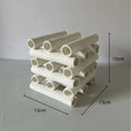 DecorBites™ Geometric Ceramic Pipe Stack Decorative Figurines White Ornaments