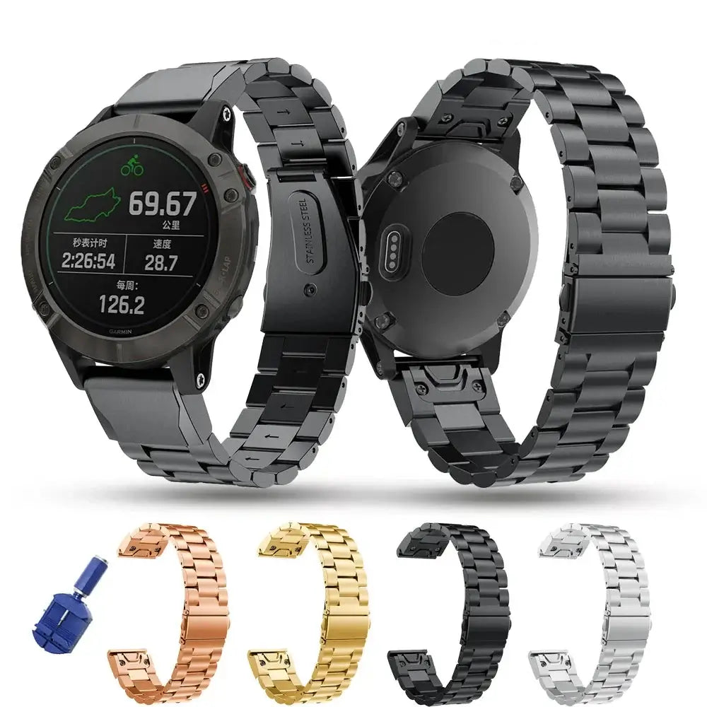 Garmin Stainless Steel QuickFit Strap - Sleek and Stylish
