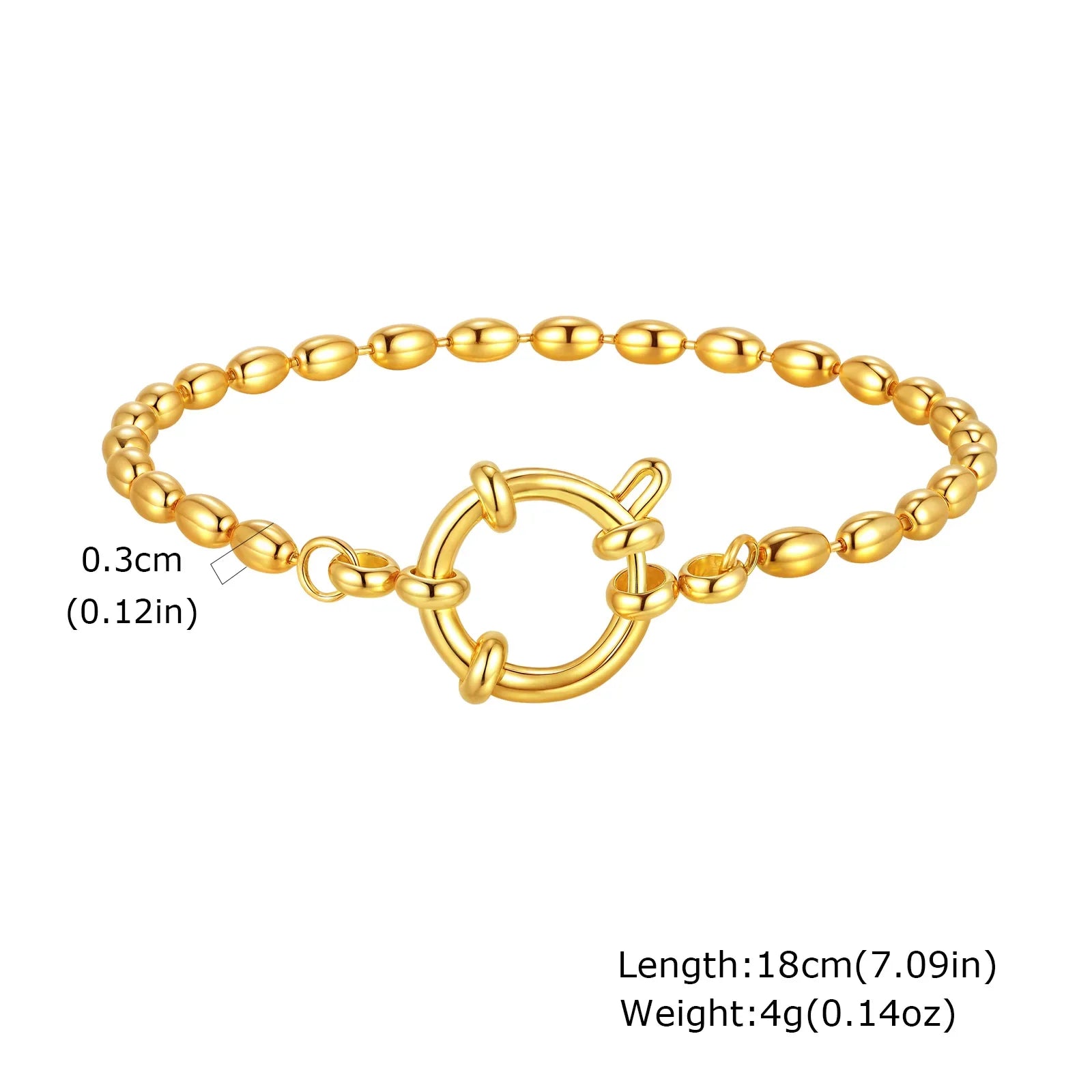 Vnox Square Chain Bracelet | Gold Stainless Steel Round Bubble Link Jewelry for Women