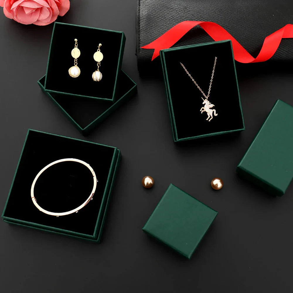 Luxury Jewelry Gift Box Set – White & Dark Green Case