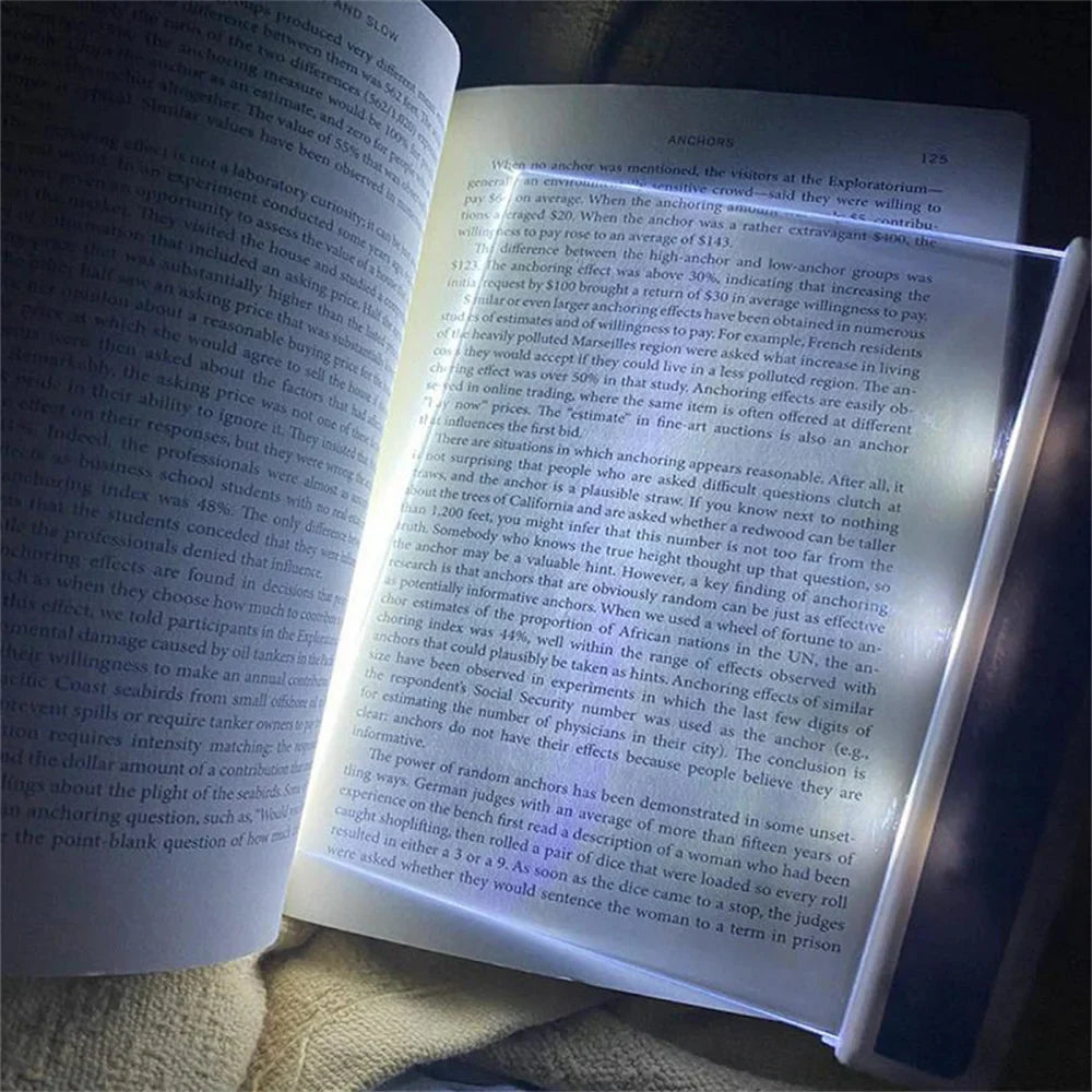 Flat Panel LED Book Light | Eye-Caring Portable Reading Lamp for Bed Travel