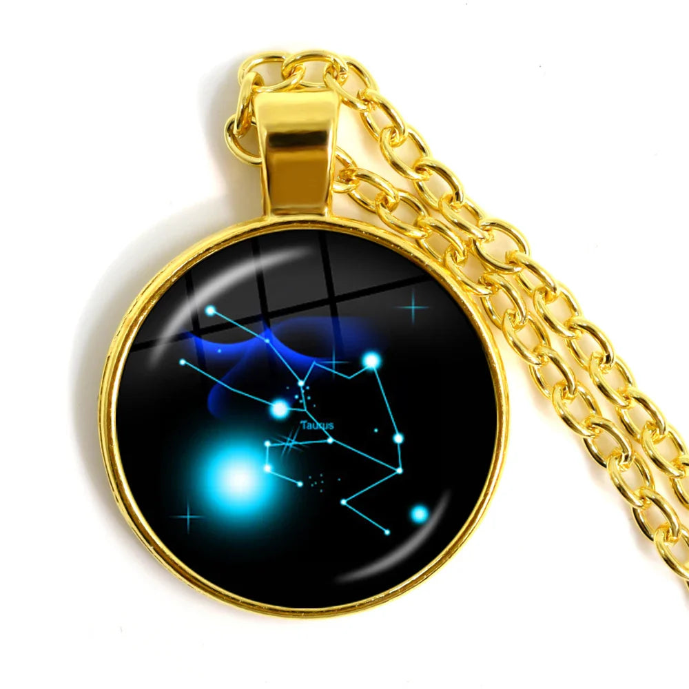 Zodiac Necklace Silver Plated | 12 Constellation Pendant Jewelry