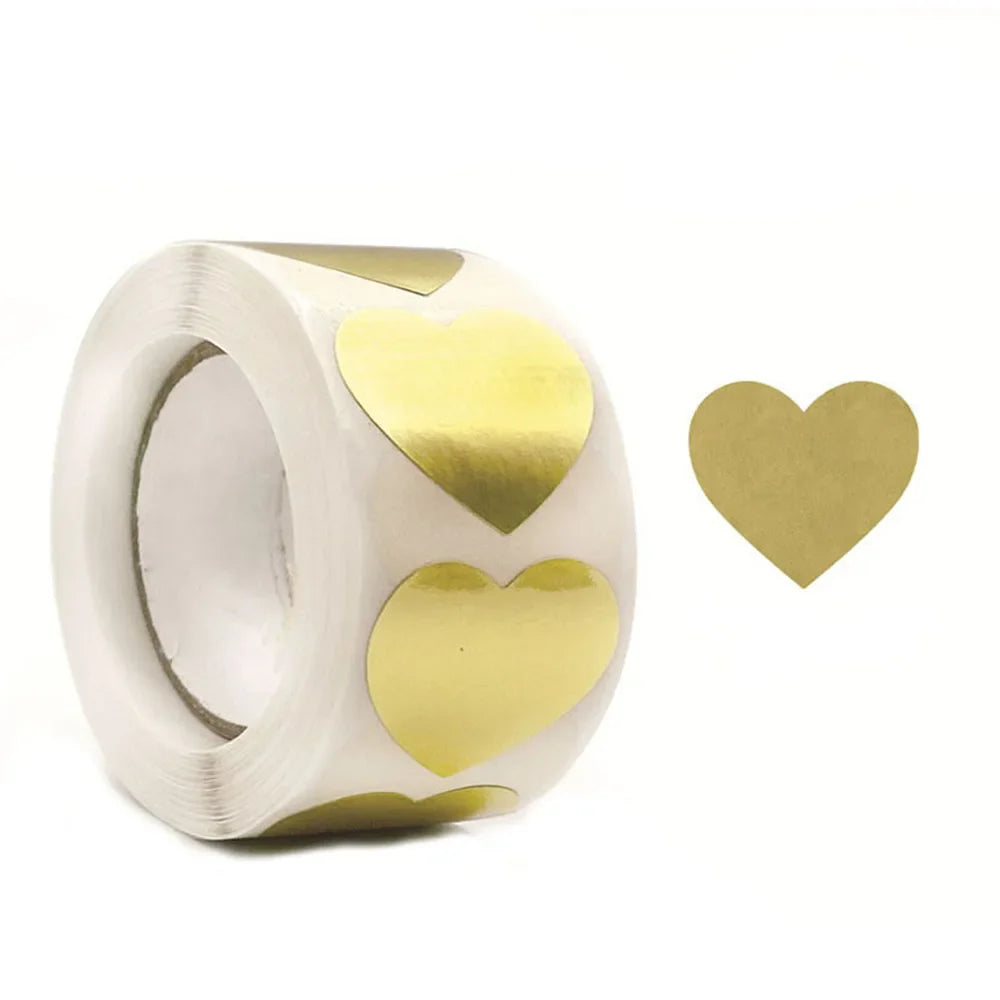 Heart Stickers and Star Stickers Roll | 100-500 Pieces Thank You Labels for Small Packaging