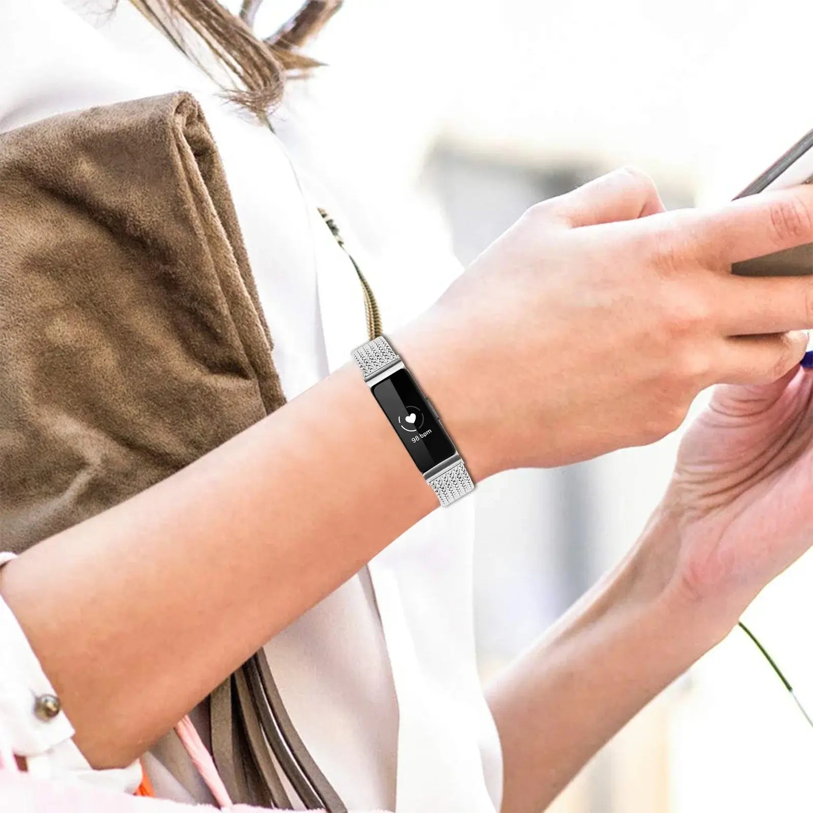 Fitbit Inspire 2, 1, HR Stainless Steel Band - Mesh Design