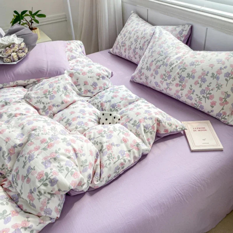 DecorBites™ Double Layer Yarn Cozy Bed Sheet Set - High-Quality Washed Cotton Printed Bedding