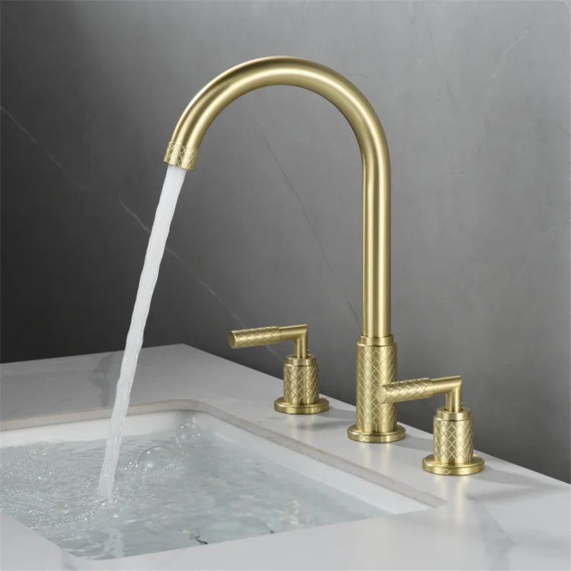 DecorBites™ Black Brass Basin Faucet with Waterfall Effect and 3-Hole Design