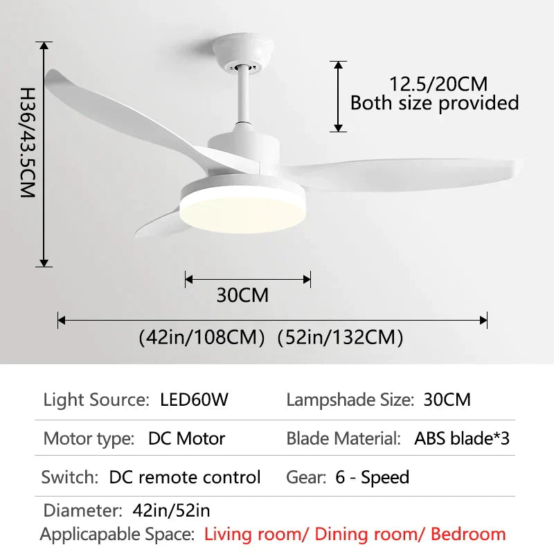 Modern dark wood ceiling fan with led light and remote control bedroom