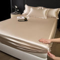 DecorBites™ 100% Mulberry Silk Fitted Sheet Set with Pillowcase - Luxury Solid Color Silk Bed Linen