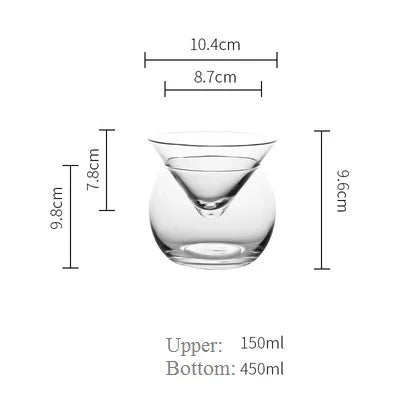 DecorBites™ 150ml Stemless Martini Chiller Ball Base Cocktail Glass Cup