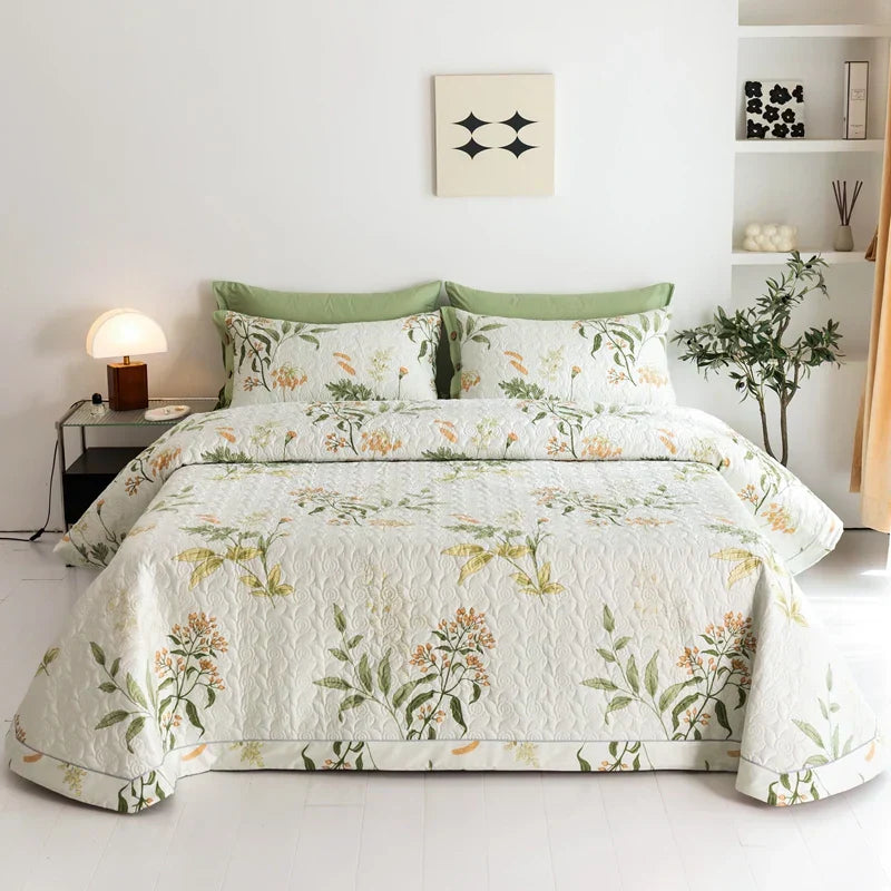 DecorBites™ Cotton Quilted Bedspread Bed Cover Set for Queen King Double Bed