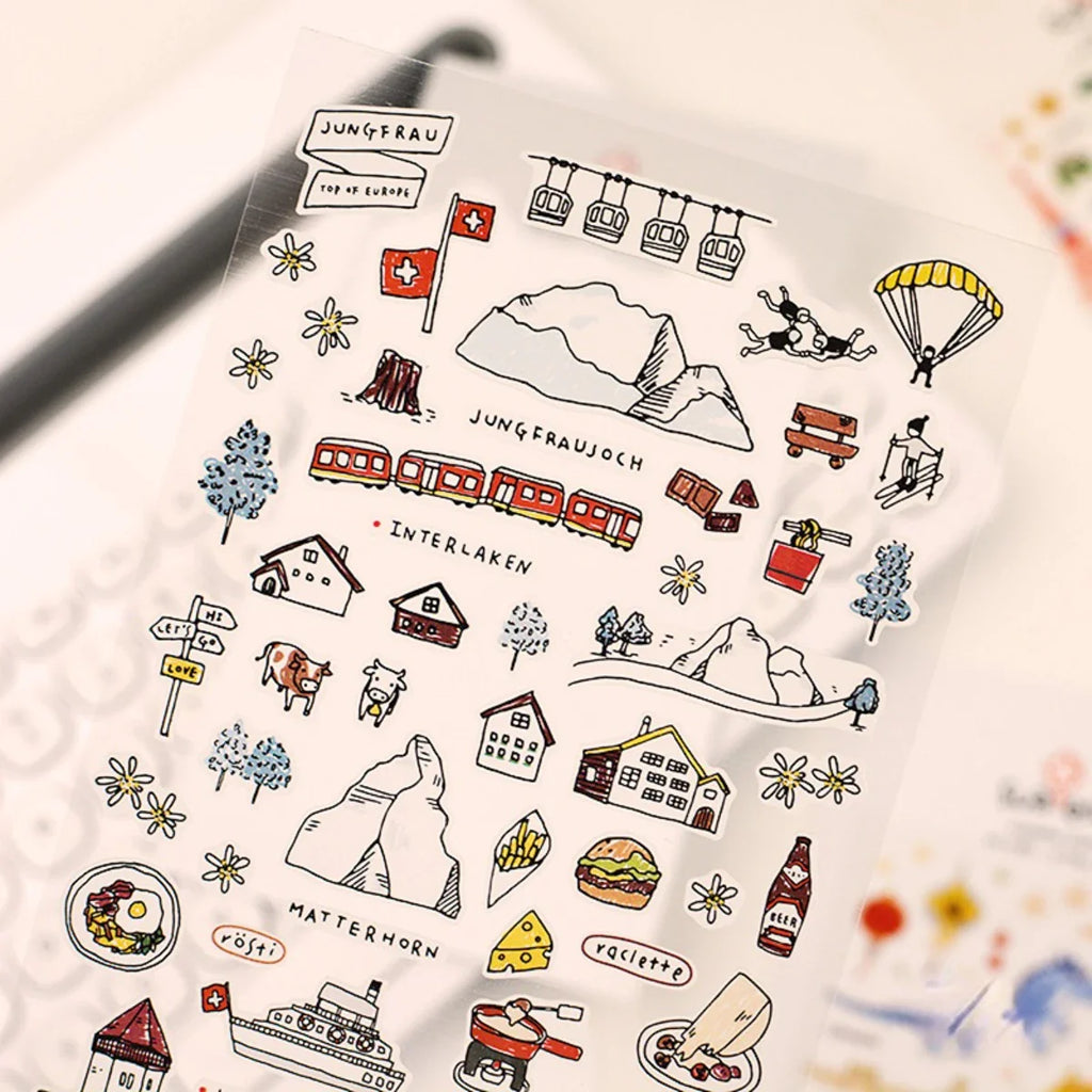 Korean Import Suatelier Walk In Swiss Sonia Decorative Washi Stickers | Scrapbooking Label Stickers