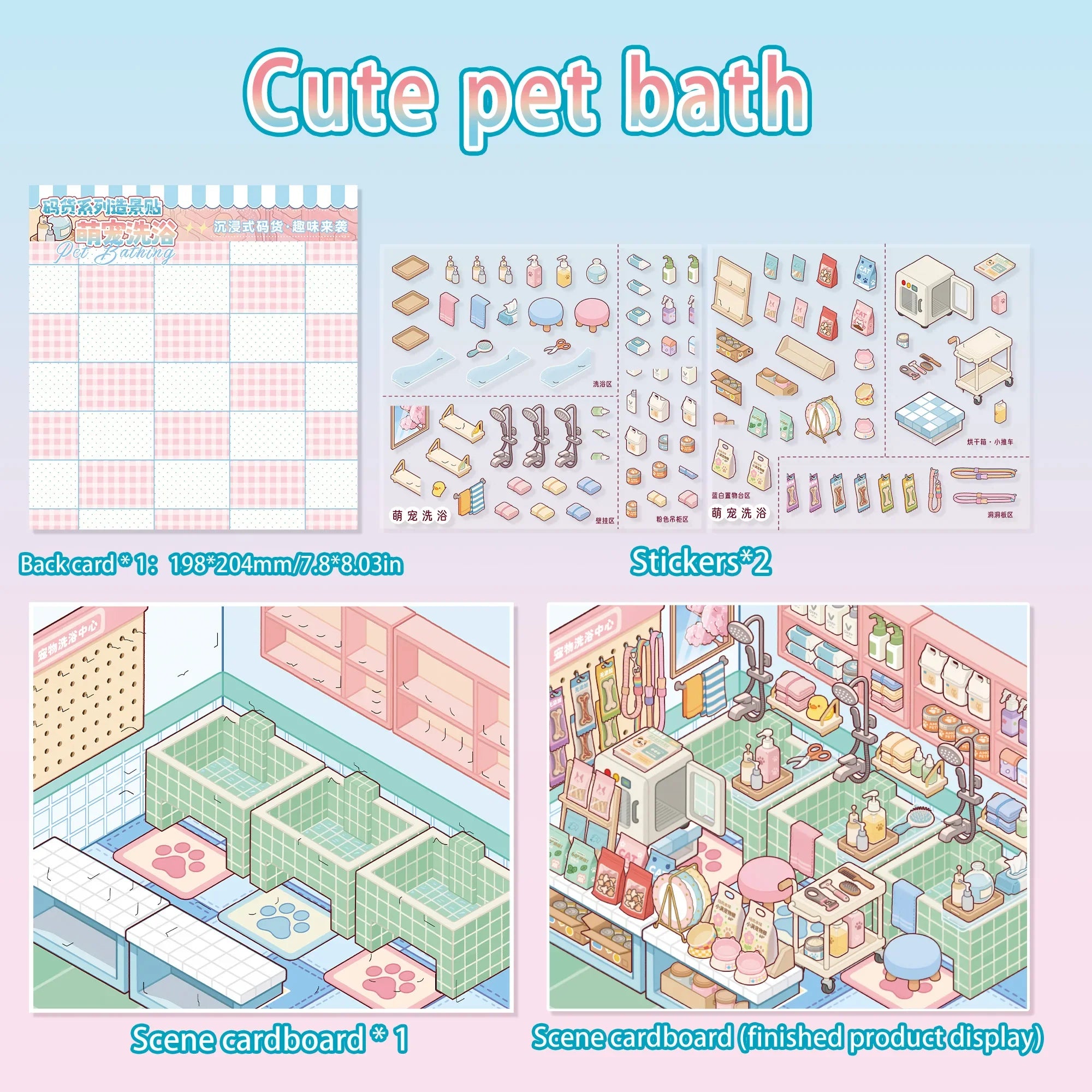 Vintage Grocery Store Scene Stickers | Miniature 3D Decorative Collage with Positioning Lines