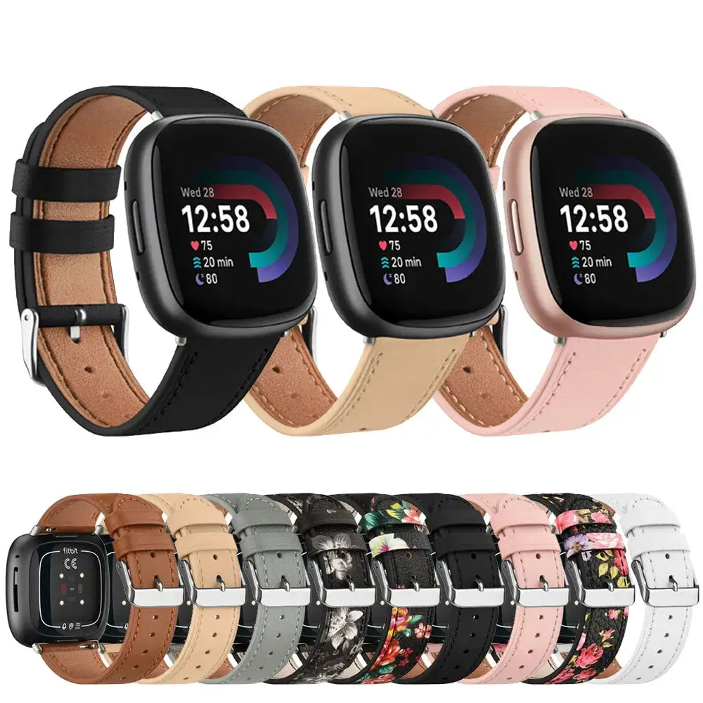 Fitbit Versa & Sense Leather Band - Premium Classic Design