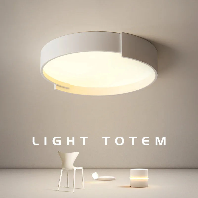DecorBites™ LED Ceiling Lamp Master Bedroom White Gray Modern Round Study Room
